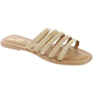 SEYCHELLES Womens Topanga Beige Leather Strappy Slide Sandals Shoes 9.5